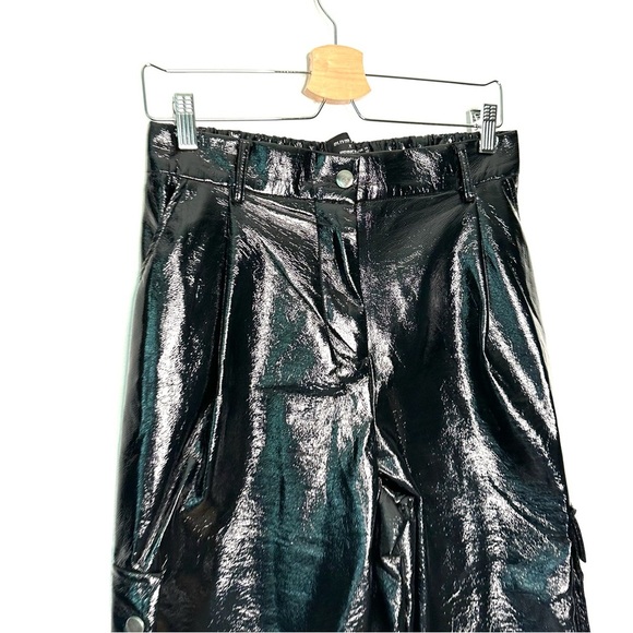 Princess Polly X Olivia Jade | Black Faux Leather Cargo Joggers Size 10 - Picture 2 of 8